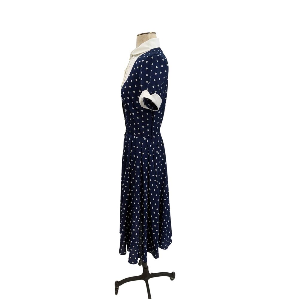 Unique Vintage x I Love Lucy Navy White Polka Dot Ricardo Swing Dress NWT Medium - Picture 6 of 14
